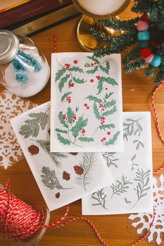 Christmas Greenery 5 Pack - Greeting Cards