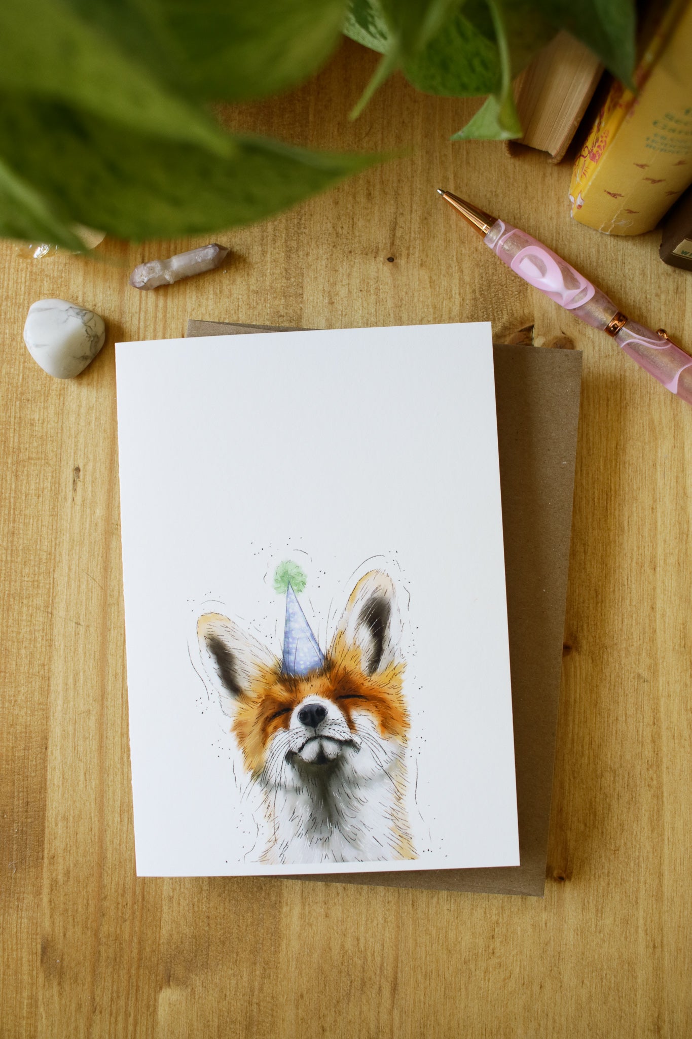 Fox Wearing a Birthday Hat - Greeting Card