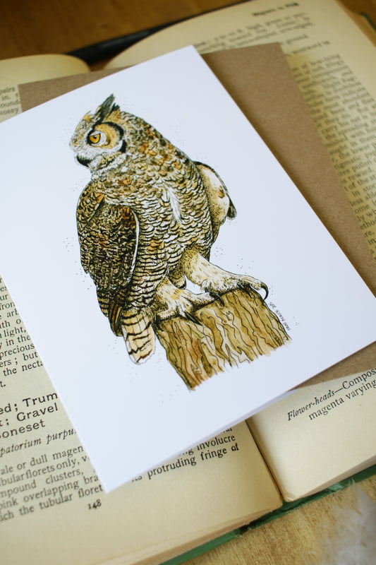 Great Horned Owl - SMALL Greeting Card