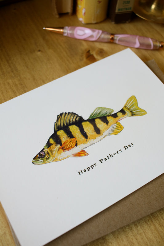 Happy Fathers Day Perch Fish - Greeting Card