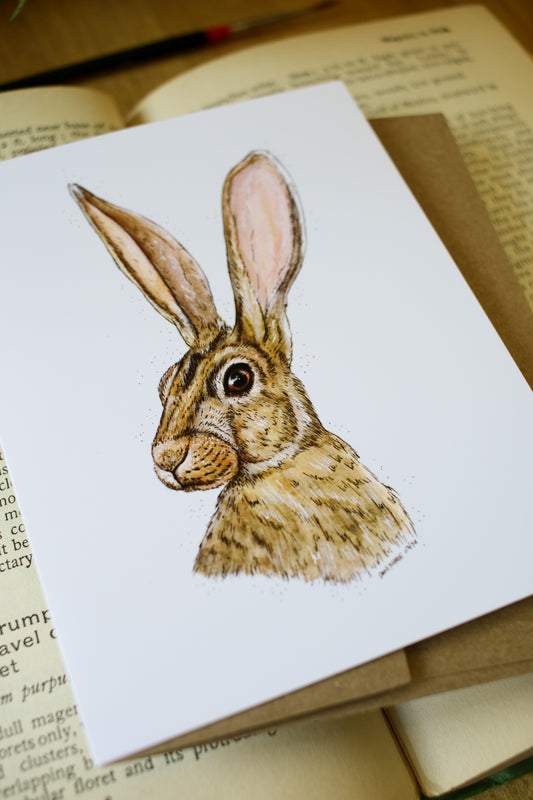 Hare - SMALL Greeting Card