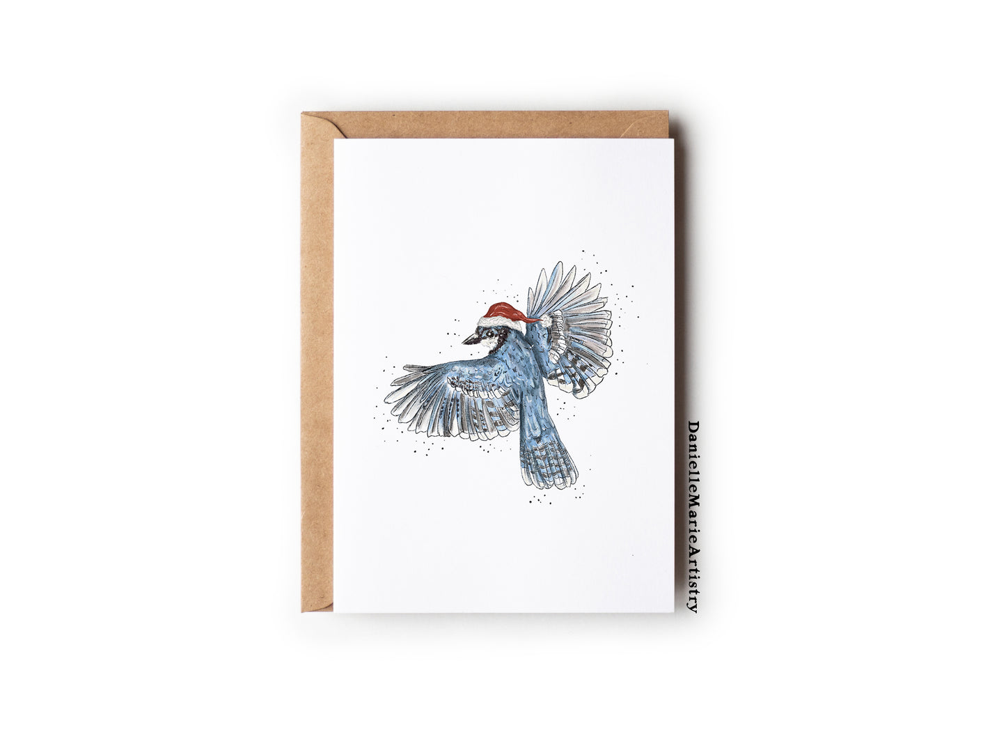 Santa Hat Blue Jay Christmas Card - Greeting Card
