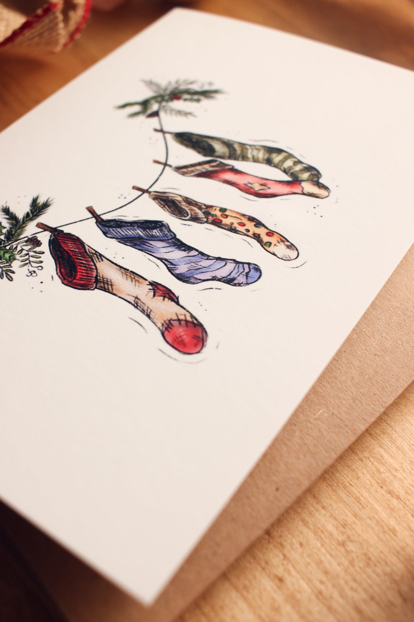 Vintage Stocking Holiday Greeting Card