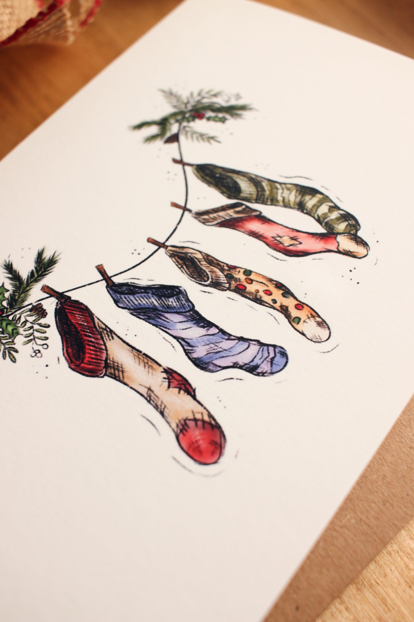Vintage Stocking Holiday Greeting Card