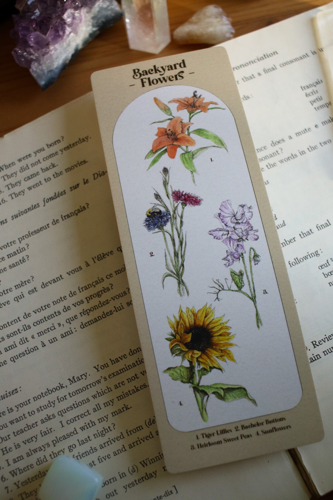 Backyard Flowers Bookmark - Double Sided