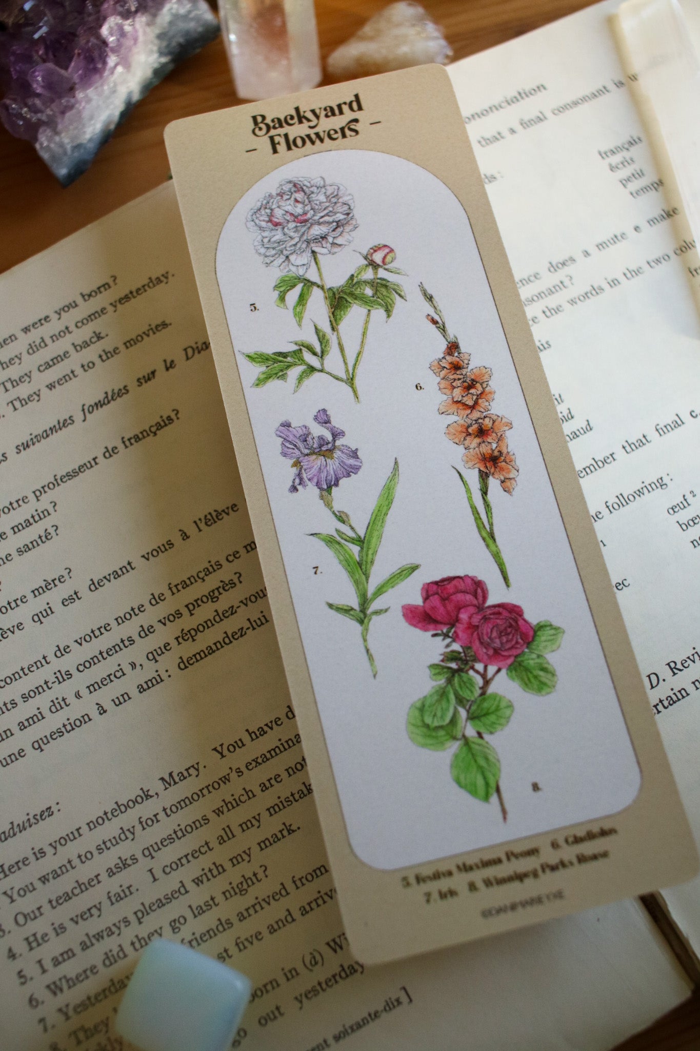 Backyard Flowers Bookmark - Double Sided
