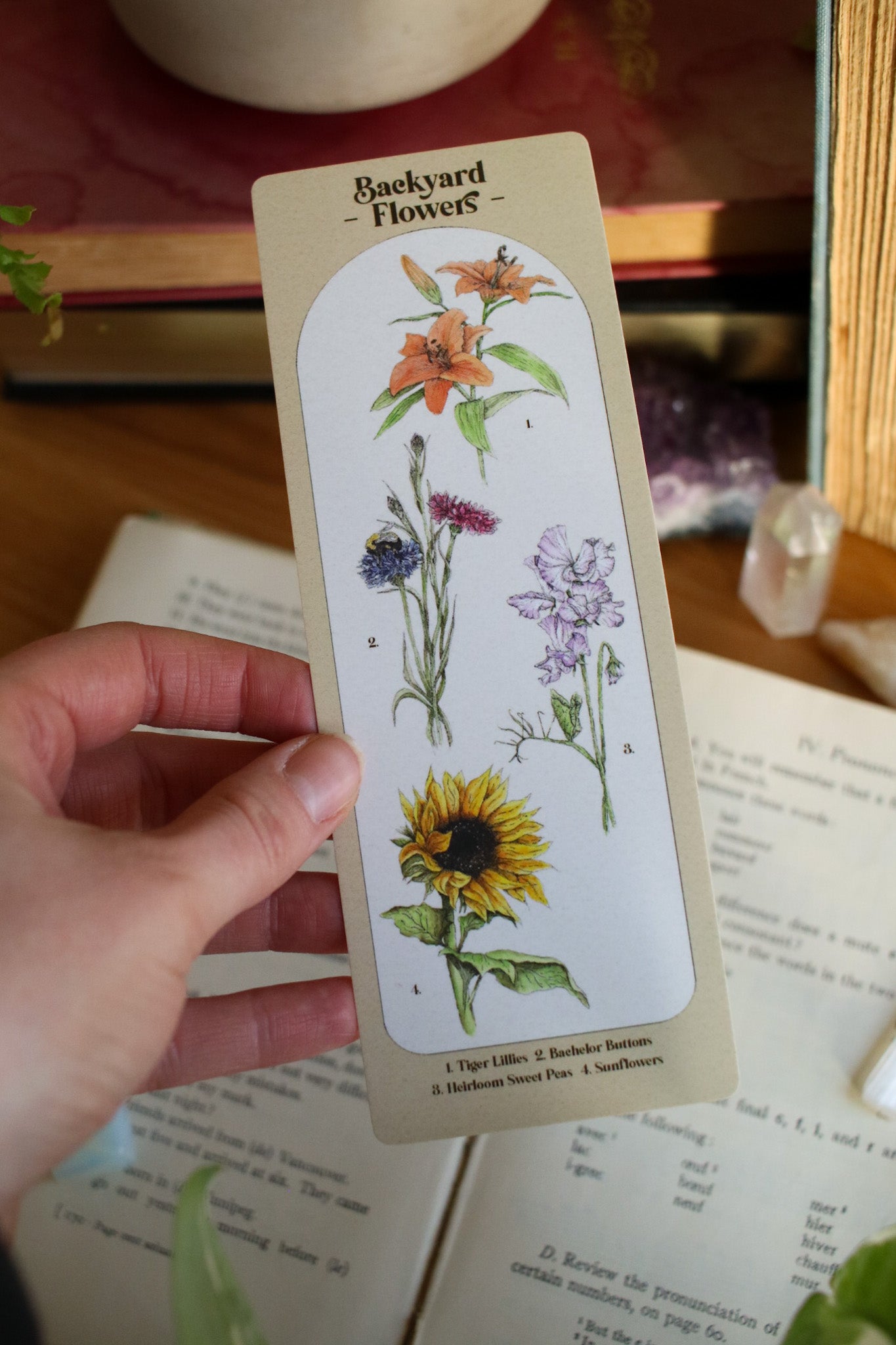 Backyard Flowers Bookmark - Double Sided