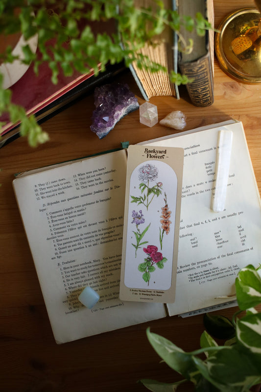 Backyard Flowers Bookmark - Double Sided