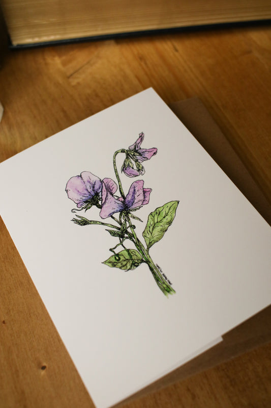 Sweet Peas - SMALL Greeting Card