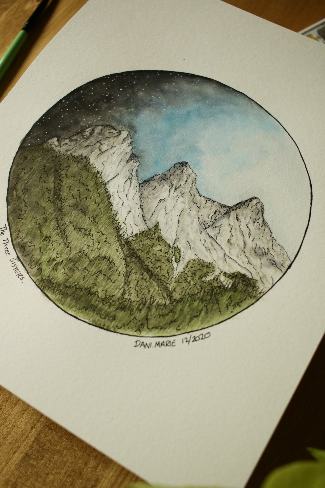 3 Sisters Canmore - Original Watercolour Painting