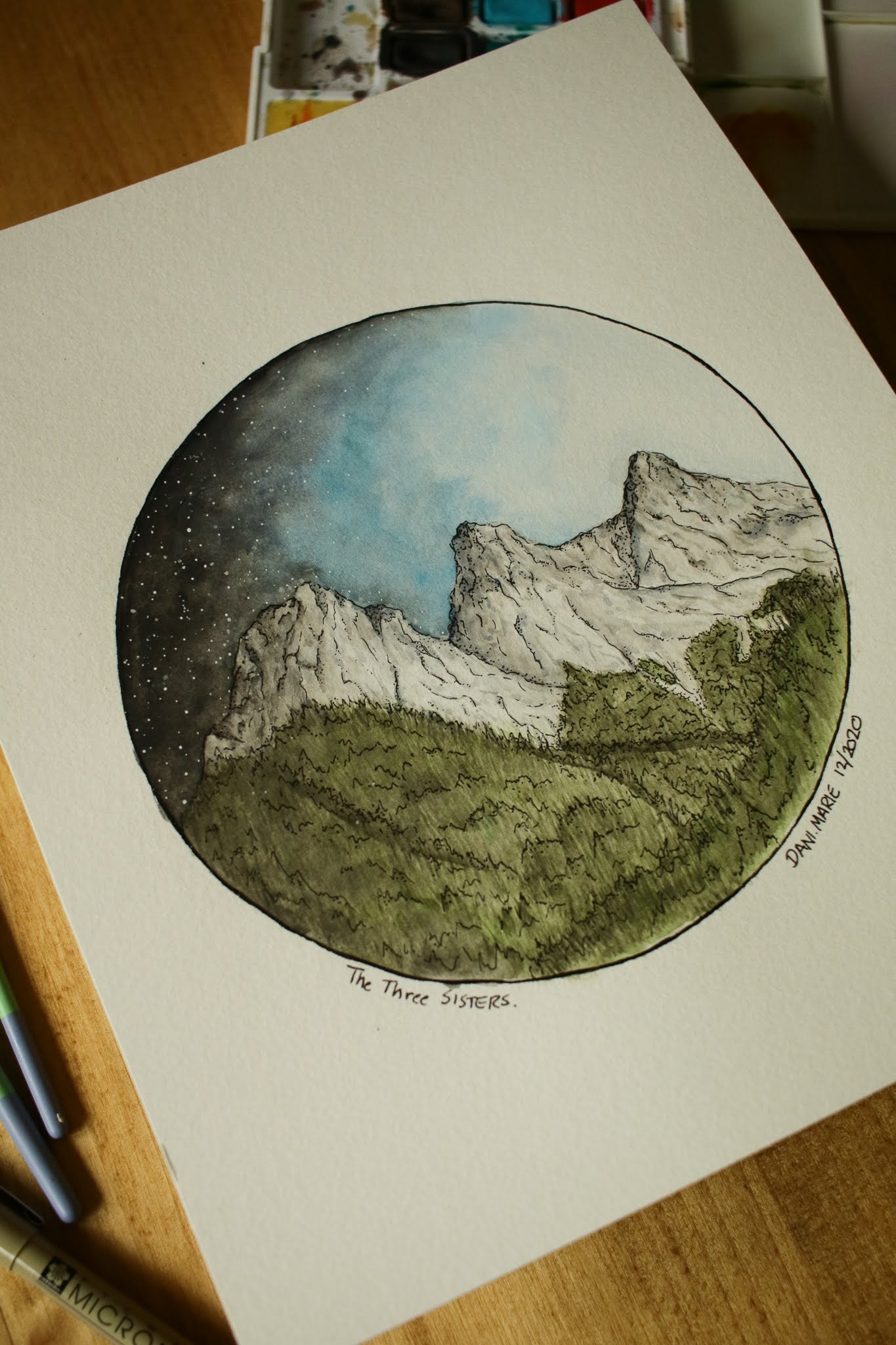 3 Sisters Canmore - Original Watercolour Painting