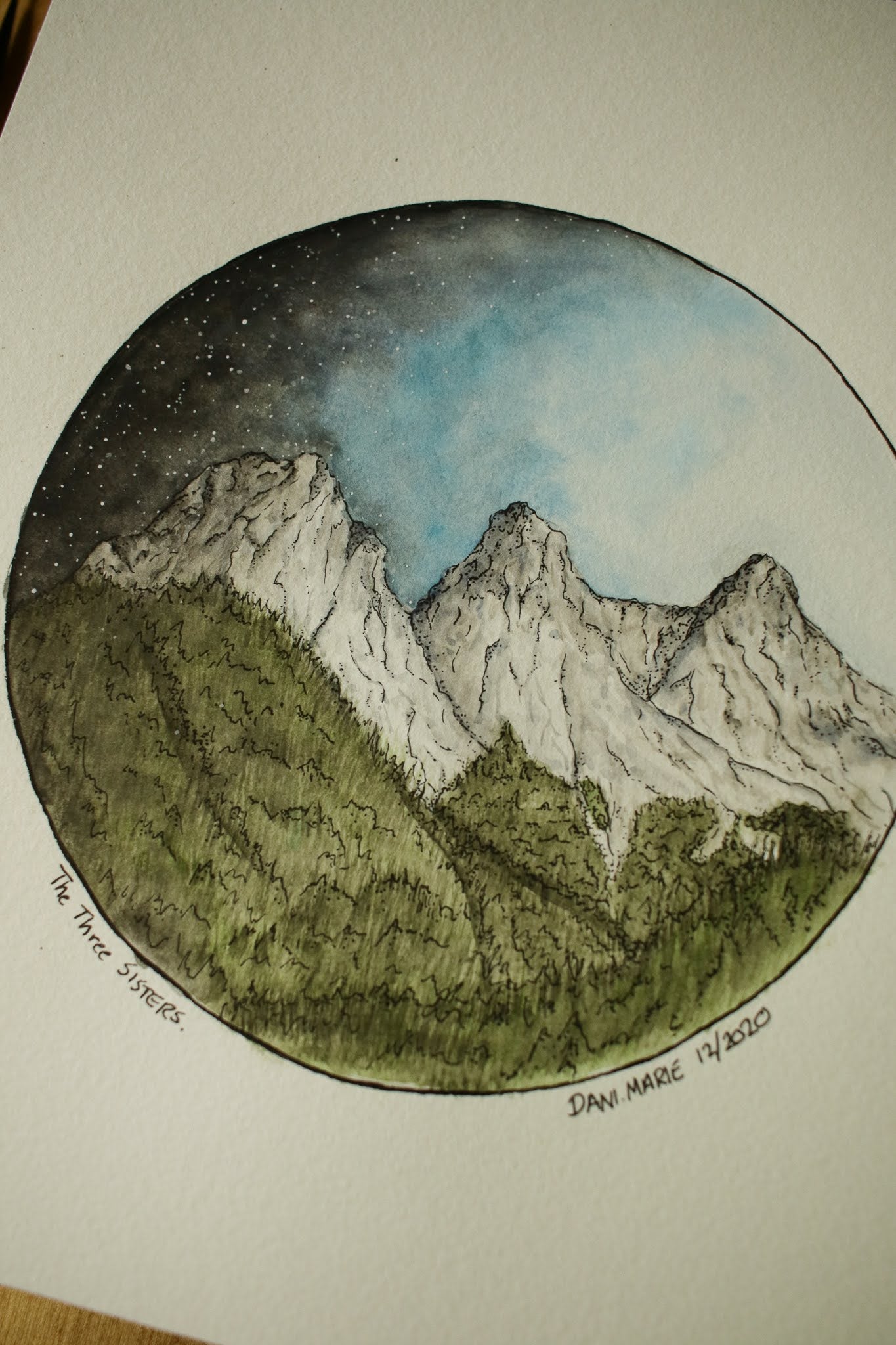 3 Sisters Canmore - Original Watercolour Painting