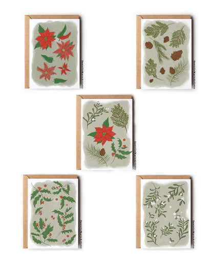 Christmas Greenery 5 Pack - Greeting Cards
