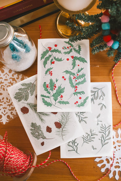 Christmas Greenery 5 Pack - Greeting Cards