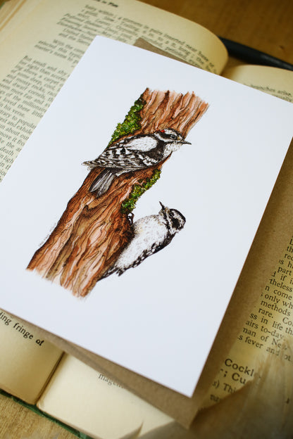 Downy Woodpecker - SMALL Greeting Card