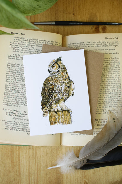 Great Horned Owl - SMALL Greeting Card