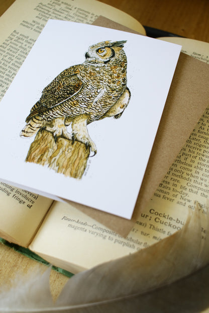 Great Horned Owl - SMALL Greeting Card
