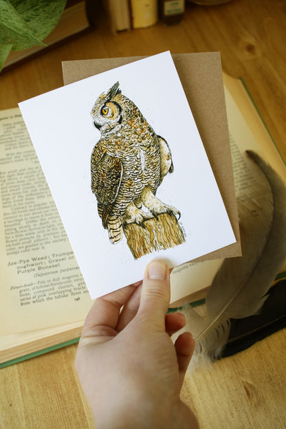 Great Horned Owl - SMALL Greeting Card