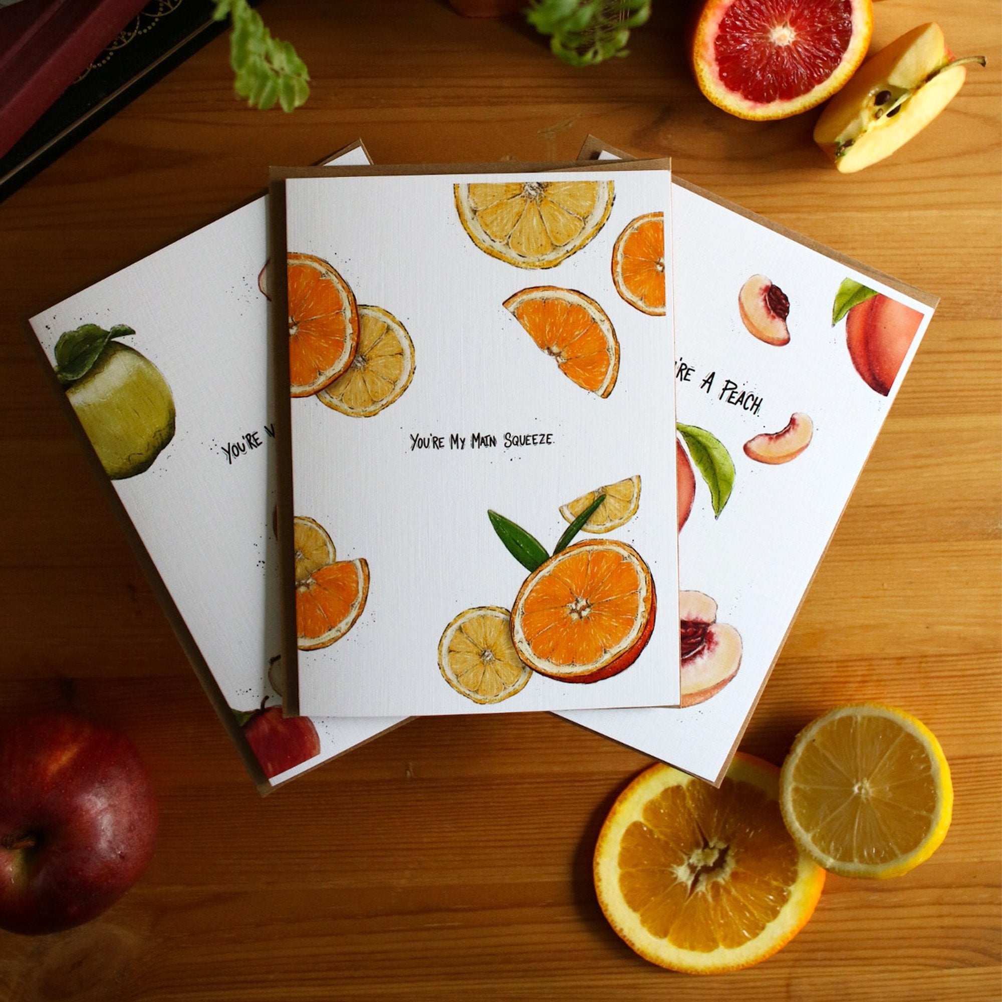 Greeting Card Pack   Pun Fruit SQUARE