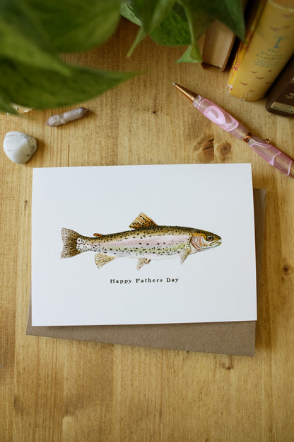 Happy Fathers Day Rainbow Trout - Greeting Card
