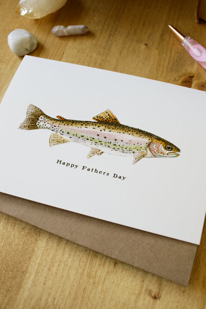 Happy Fathers Day Rainbow Trout - Greeting Card