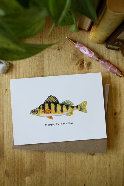 Happy Fathers Day Perch Fish - Greeting Card