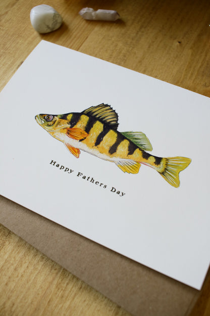 Happy Fathers Day Perch Fish - Greeting Card