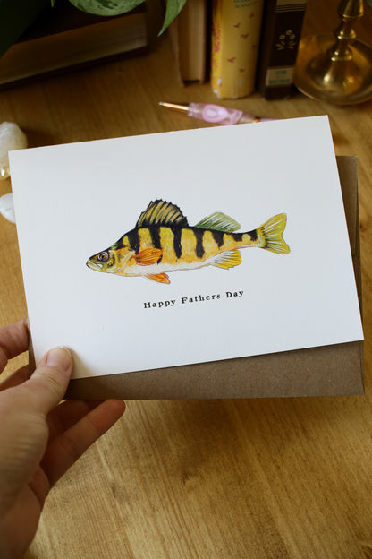 Happy Fathers Day Perch Fish - Greeting Card