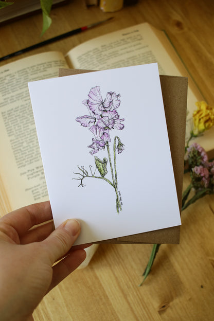 Heirloom Sweet Peas- SMALL Greeting Card