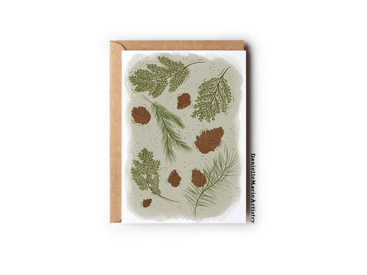 Pine Greenery Christmas Card  - Greeting Card