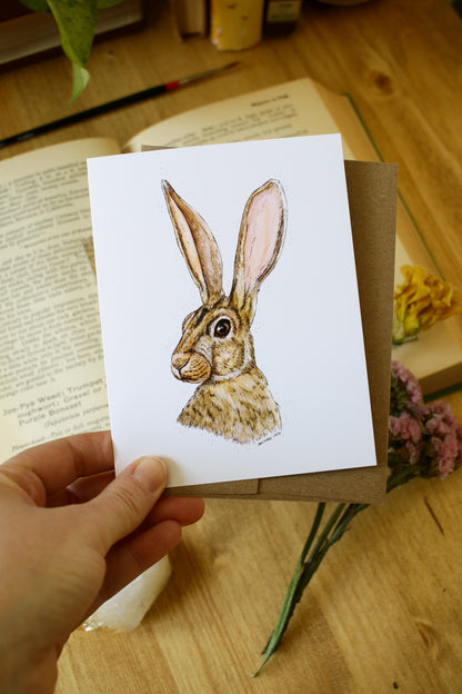 Hare - SMALL Greeting Card