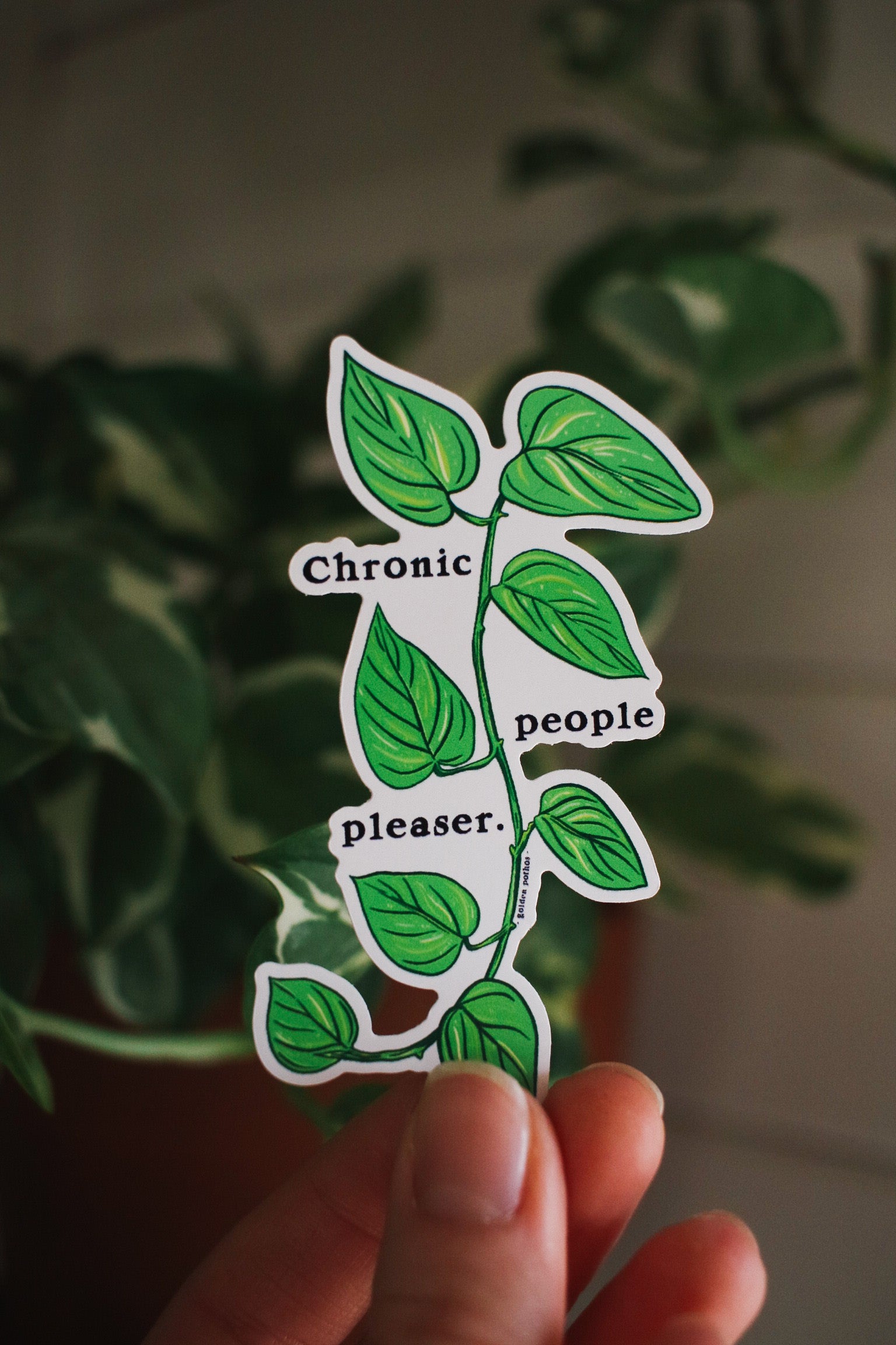 Chronic People Pleaser Sticker | Golden Pothos Vine Illustration