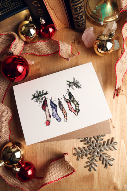 Vintage Stocking Holiday Greeting Card