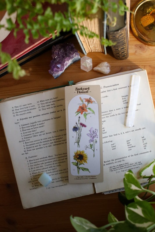 Backyard Flowers Bookmark - Double Sided