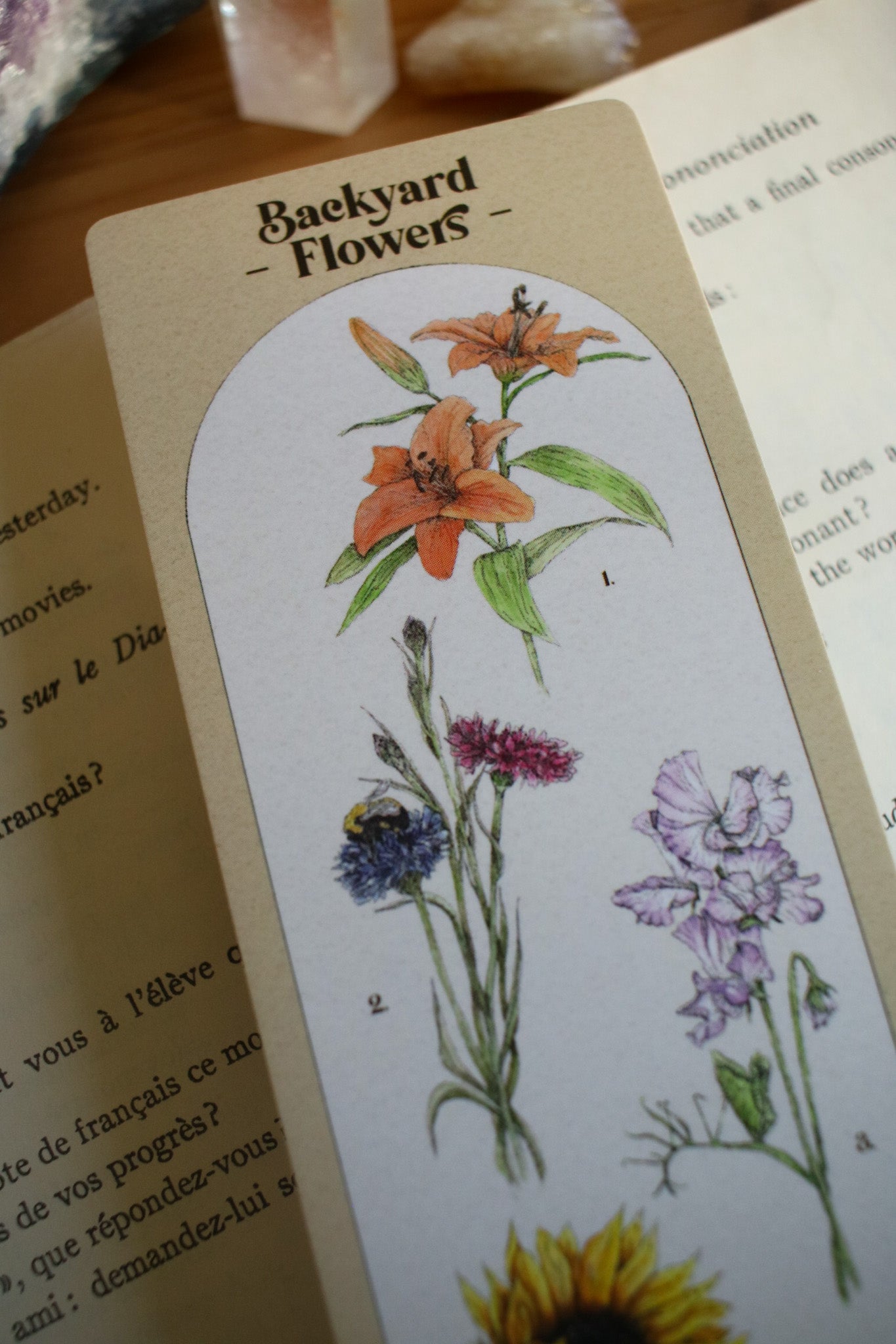 Backyard Flowers Bookmark - Double Sided