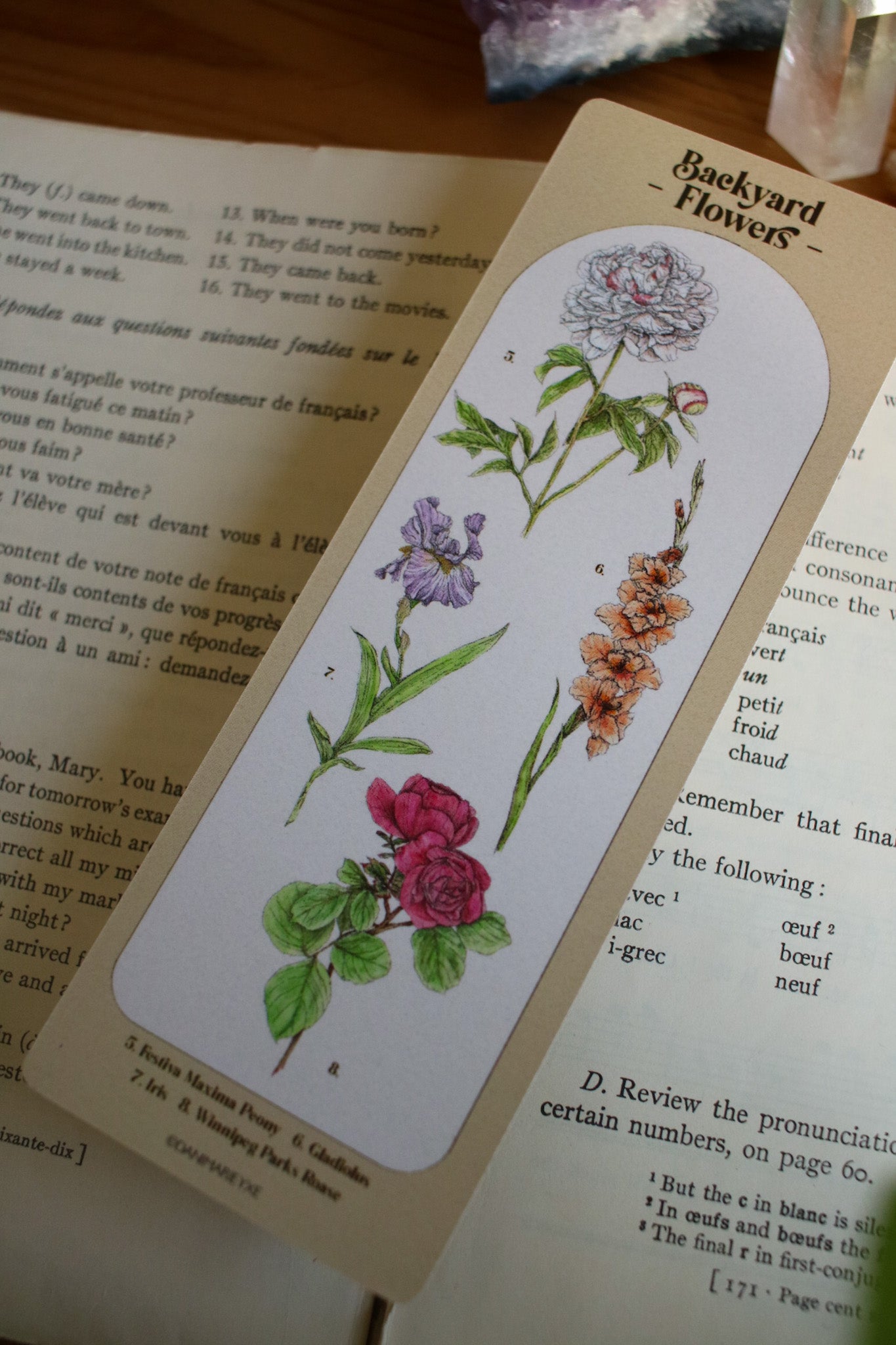 Backyard Flowers Bookmark - Double Sided