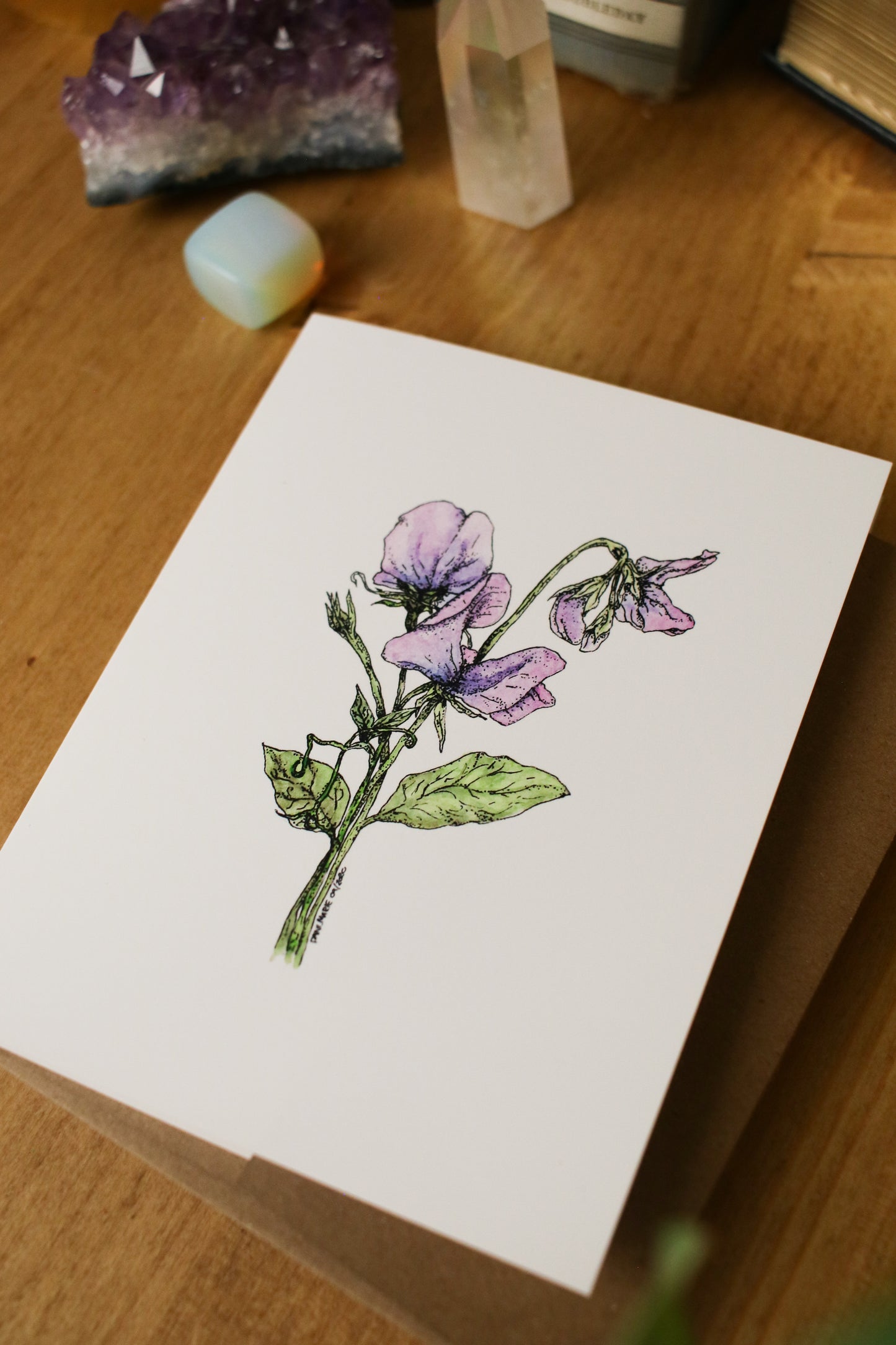 Sweet Peas - SMALL Greeting Card