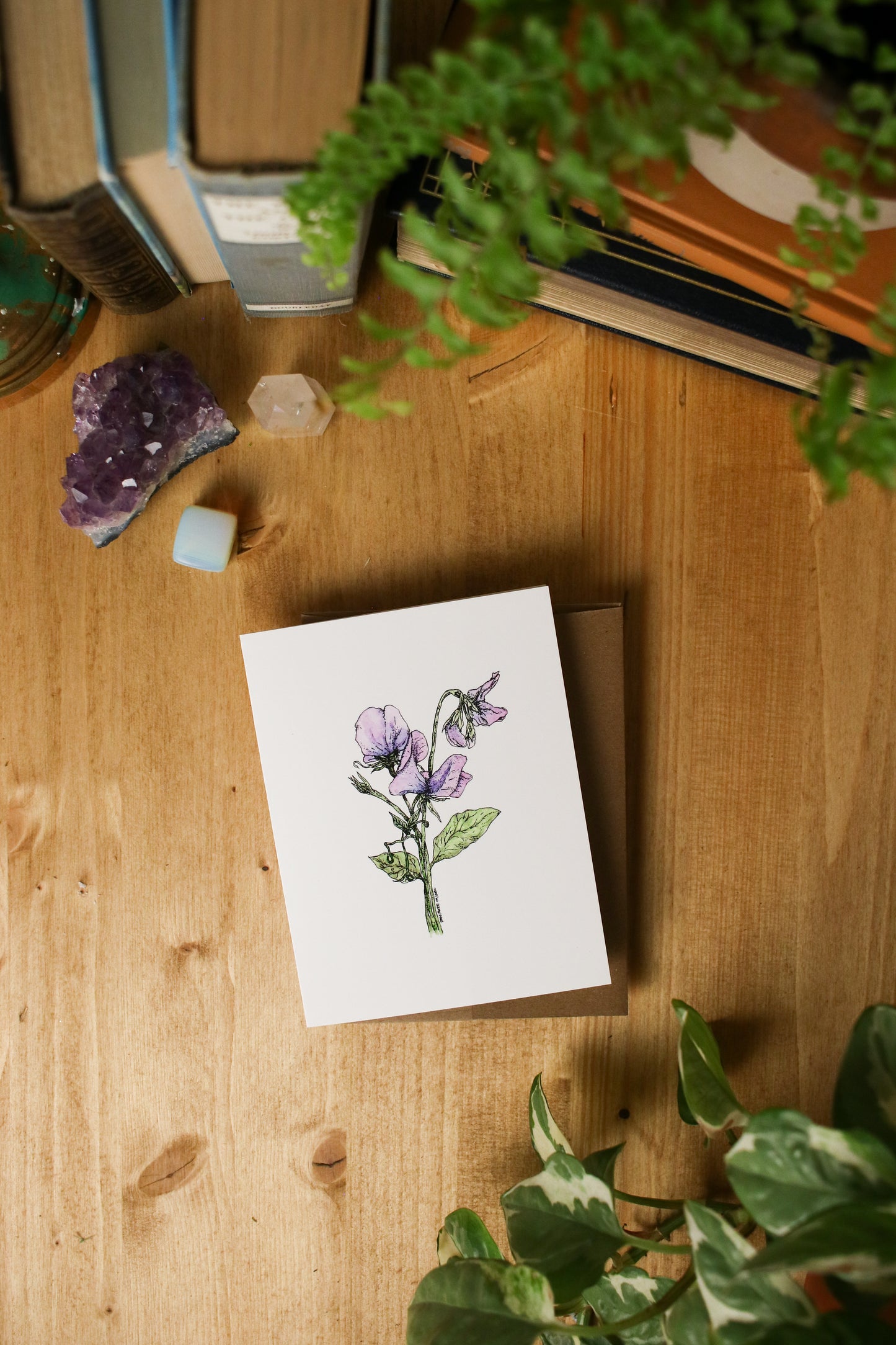 Sweet Peas - SMALL Greeting Card