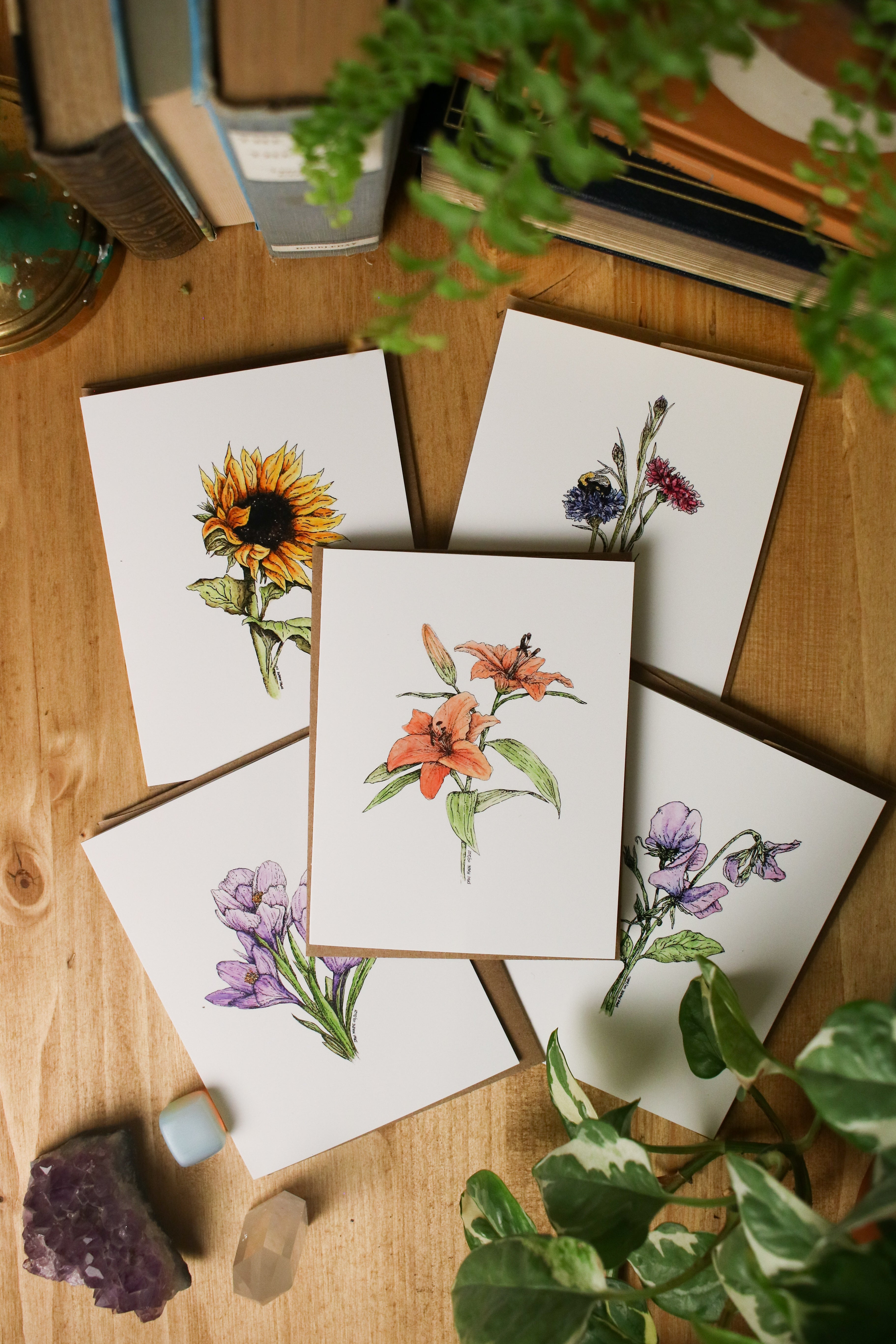 Flower Variety 5 Pack - SMALL Greeting Card